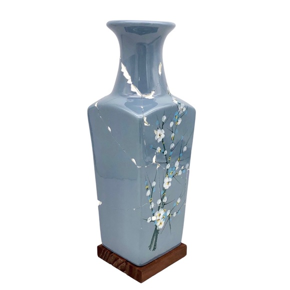 Kintsugi Vase 10” Hand Painted Floral Gold Crack Art Growth Gift Coming Soon! - Picture 5 of 9